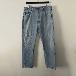 Wrangler Mens Vintage Y2K Distressed Light Wash Work Jeans Size 34x29
